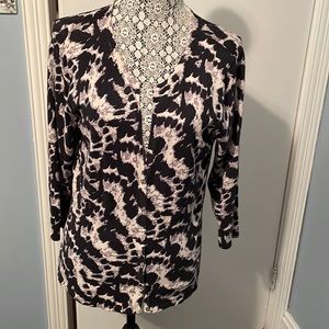 Kenar black, white and purple sweater 3/4 sleeves size L